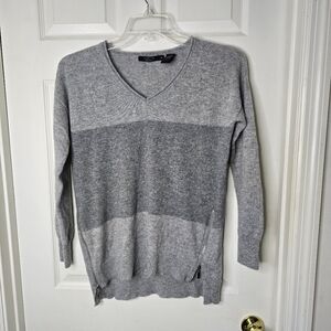 LUSSO Cashmere grey long sleeve sweater zip accents womens pullover M